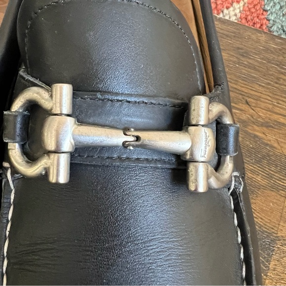Salvatore Ferragamo ‘Parigi 5’ $795 Horsebit Drives Loafers Black Leather 7.5 - Picture 9 of 17
